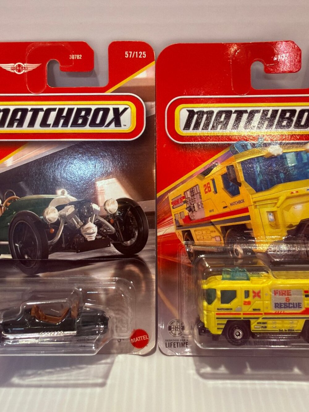 Matchbox 2025 Morgan 3 Wheeler & Blaze Buster II Fire Truck 2-Car Lot
